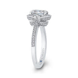 Emerald Cut Diamond Engagement Ring in 14K White Gold (Semi-Mount)