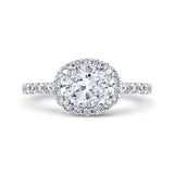 Oval Cut Diamond Halo Engagement Ring in 14K White Gold (Semi-Mount)