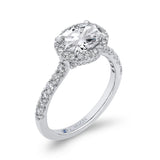 Oval Cut Diamond Halo Engagement Ring in 14K White Gold (Semi-Mount)