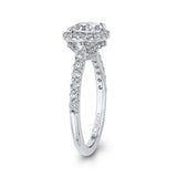 Oval Cut Diamond Halo Engagement Ring in 14K White Gold (Semi-Mount)