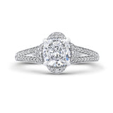 Cushion Cut Diamond Cathedral Style Engagement Ring in 14K White Gold (Semi-Mount)