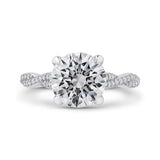 Crossover Shank Round Diamond Engagement Ring in 18K White Gold (Semi-Mount)