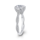 Crossover Shank Round Diamond Engagement Ring in 18K White Gold (Semi-Mount)