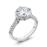 Round Diamond Engagement Ring with Sapphire in 18K Two-Tone Gold (Semi-Mount)