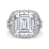 Emerald Cut Diamond Halo Engagement Ring in 18K White Gold (Semi-Mount)