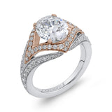 Split Shank Oval Cut Diamond Engagement Ring in 18K Two-Tone Gold (Semi-Mount)