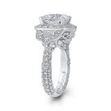 Cushion Cut Diamond Halo Engagement Ring in 18K White Gold (Semi-Mount)