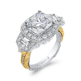 Cushion Cut Diamond Engagement Ring in 18K Two-Tone Gold (Semi-Mount)