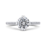 Round Diamond Floral Engagement Ring in 14K Two Tone Gold (Semi-Mount)