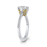 Round Diamond Floral Engagement Ring in 14K Two Tone Gold (Semi-Mount)