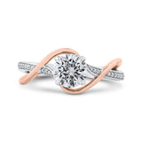 Split Shank Round Diamond Engagement Ring in 14K Two Tone Gold (Semi-Mount)
