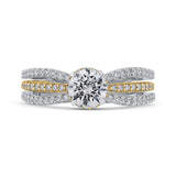 Split Shank Round Diamond Engagement Ring in 14K Two Tone Gold