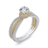 Split Shank Round Diamond Engagement Ring in 14K Two Tone Gold