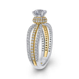 Split Shank Round Diamond Engagement Ring in 14K Two Tone Gold