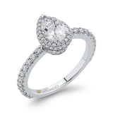 Pear Cut Diamond Halo Engagement Ring in 14K White Gold