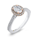 Oval Cut Diamond Halo Engagement Ring in 14K Two Tone Gold