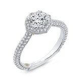 Round Halo Diamond Vintage Engagement Ring in 14K Two Tone Gold