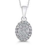 Round Diamond Oval Shape Halo Pendant in 14K White Gold