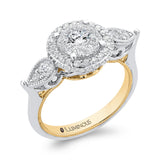 Round Diamond Halo Engagement Ring in 14K Two Tone Gold