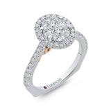 Diamond Oval Shape Halo Engagement Ring in 14K Two Tone Gold