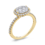 Round Diamond Halo Engagement Ring in 14K Two Tone Gold