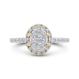 Round Diamond Halo Engagement Ring in 14K Two Tone Gold