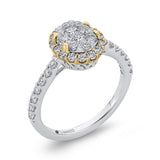 Round Diamond Halo Engagement Ring in 14K Two Tone Gold