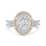 Round Diamond Halo Engagement Ring in 14K Two Tone Gold