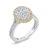 Round Diamond Halo Engagement Ring in 14K Two Tone Gold