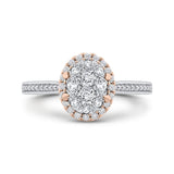 Round Diamond Halo Engagement Ring in 14K Two Tone Gold