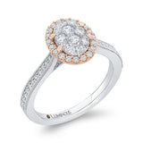 Round Diamond Halo Engagement Ring in 14K Two Tone Gold