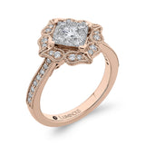 Diamond Flower Shape Engagement Ring in 14K Two Tone Gold