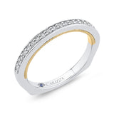 Round Diamond Half-Eternity Wedding Band in 14K Two Tone Gold