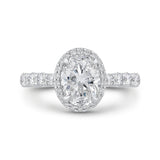 Oval Cut Diamond Halo Engagement Ring in 14K White Gold (Semi-Mount)