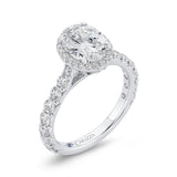 Oval Cut Diamond Halo Engagement Ring in 14K White Gold (Semi-Mount)