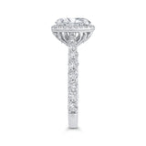 Oval Cut Diamond Halo Engagement Ring in 14K White Gold (Semi-Mount)