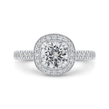 Euro Shank Round Diamond Halo Engagement Ring in 14K Two Tone Gold (Semi-Mount)