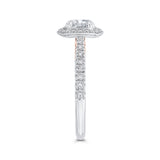 Euro Shank Round Diamond Halo Engagement Ring in 14K Two Tone Gold (Semi-Mount)
