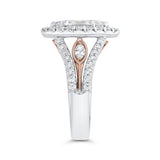 Split Shank Marquise Cut Diamond Halo Engagement Ring in 14K Two Tone Gold (Semi-Mount)