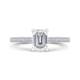 Emerald Cut Diamond Engagement Ring in 14K White Gold (Semi-Mount)