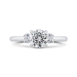 Round and Oval Cut Diamond Three-Stone Engagement Ring in 14K Two Tone Gold (Semi-Mount)