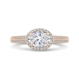 Euro Shank Oval Cut Diamond Halo Engagement Ring in 14K Rose Gold (Semi-Mount)