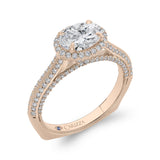 Euro Shank Oval Cut Diamond Halo Engagement Ring in 14K Rose Gold (Semi-Mount)