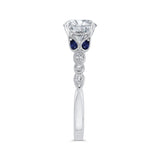 Round Diamond Engagement Ring with Sapphire in 14K White Gold (Semi-Mount)