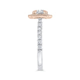 Round Diamond Halo Engagement Ring in 14K Two Tone Gold (Semi-Mount)