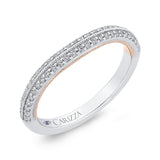 Round Diamond Half-Eternity Wedding Band in 14K Two Tone Gold