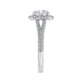 Split Shank Round Diamond Floral Halo Engagement Ring in 14K Two Tone Gold (Semi-Mount)