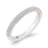 Round Diamond Half-Eternity Wedding Band in 14K Two Tone Gold