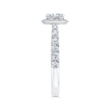 Cushion Cut Diamond Halo Engagement Ring in 14K White Gold (Semi-Mount)