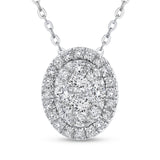 Round Diamond Fashion Pendant with Chain 14K White Gold